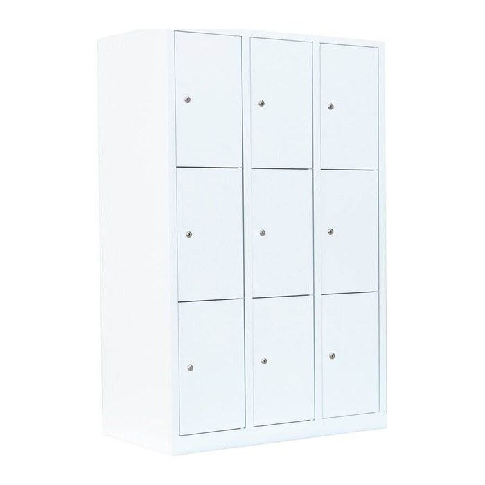 LÜLLMANN Schließfachschrank signalweiß 523337, 9 Schließfächer 118,5 x 50,0 x 180,0 cm