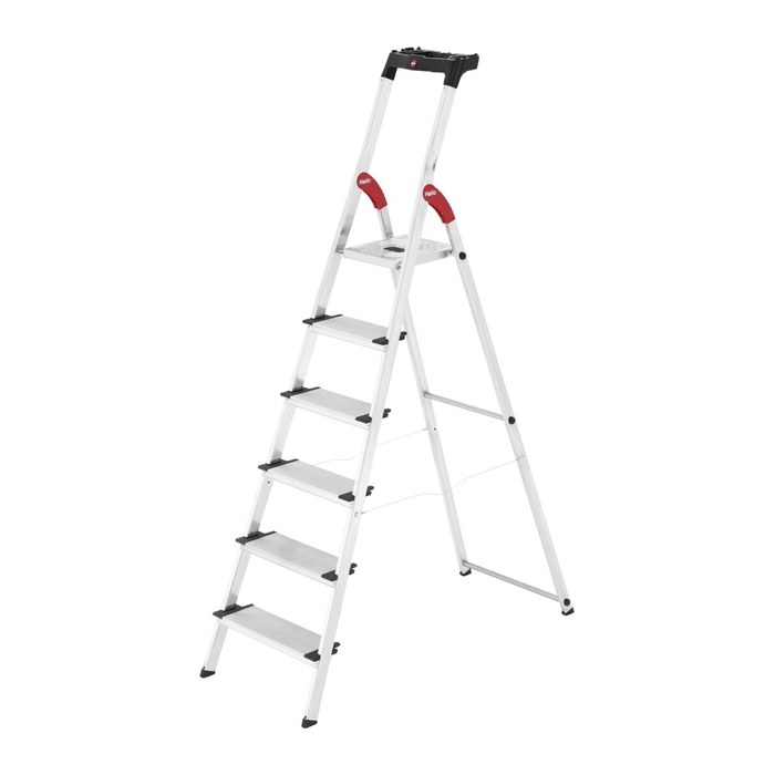 Hailo Stehleiter einseitig L80 ComfortLine silber 6 Stufen, H: 208,0 cm