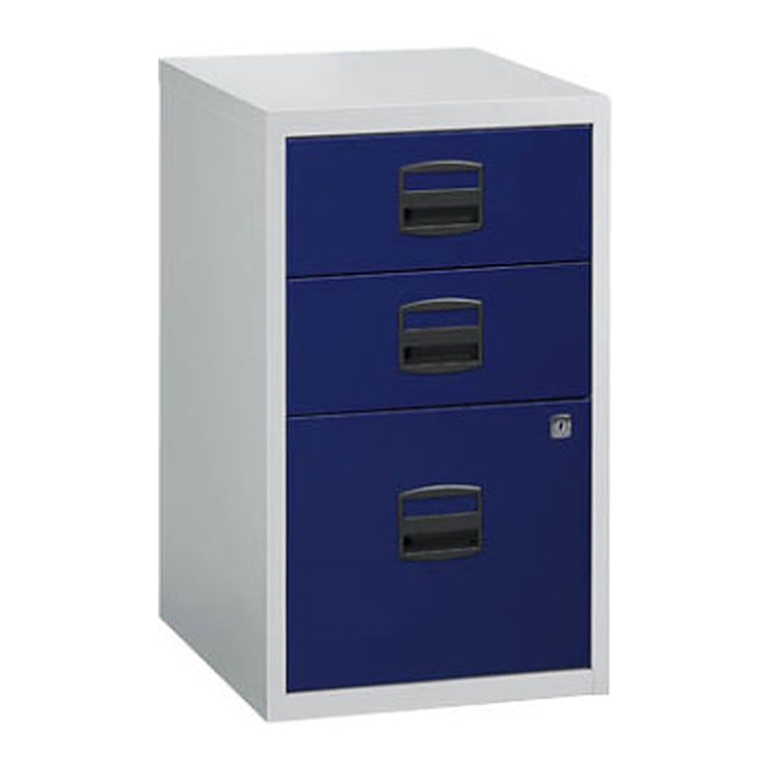 BISLEY Home Standcontainer lichtgrau, oxfordblau 3 Auszüge Kunststoff-Muldengriff schwarz 41,3 x 40,0 x 67,2 cm