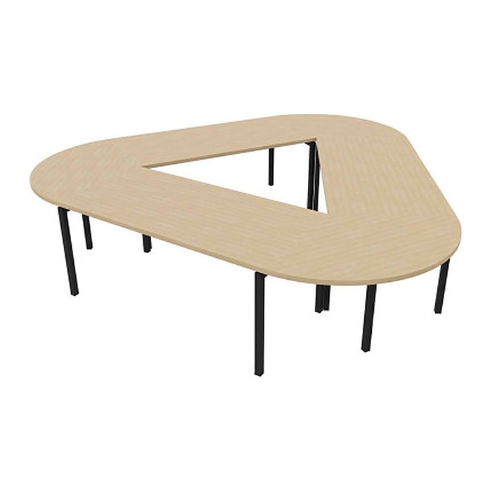 Quadrifoglio Konferenztisch Idea+ eiche Trapezform, Vierkantrohr grau, 320,0 x 298,0 x 74,0 cm