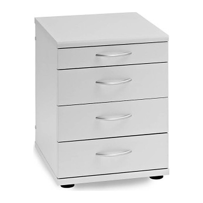 MÖBELPARTNER Standcontainer lichtgrau 4 Auszüge Kunststoff-Stangengriff silber 41,6 x 50,0 x 53,4 cm