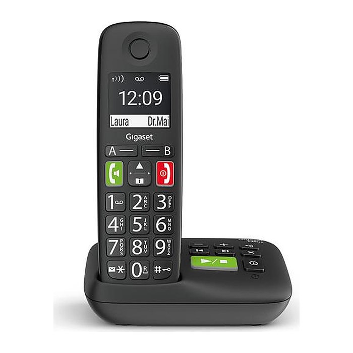 Gigaset E290A Schnurloses Telefon mit Anrufbeantworter schwarz