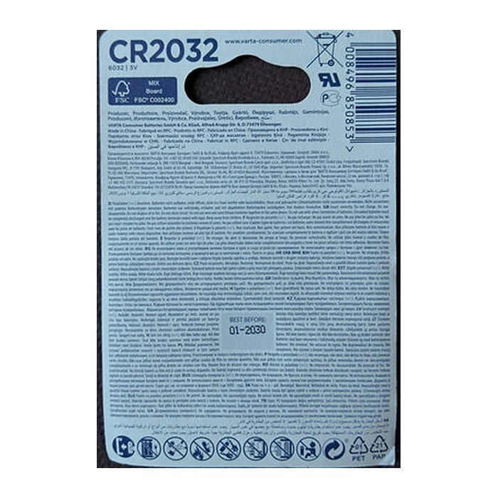 VARTA Knopfzellen CR2032 Lithium 3,0 V, 5 St.