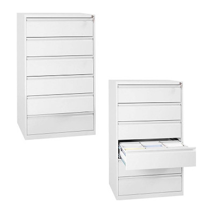 Gürkan Karteischrank reinweiß 6 Schubladen 76,0 x 62,0 x 132,0 cm, 1 St.
