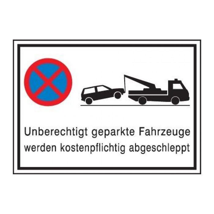 SafetyMarking® Verbotsschild "Absolutes Halteverbot, unberechtigt geparkte Fahrzeuge werden kostenpflichtig abgeschleppt" rechteckig 60,0 x 40,0 cm, 1 St.