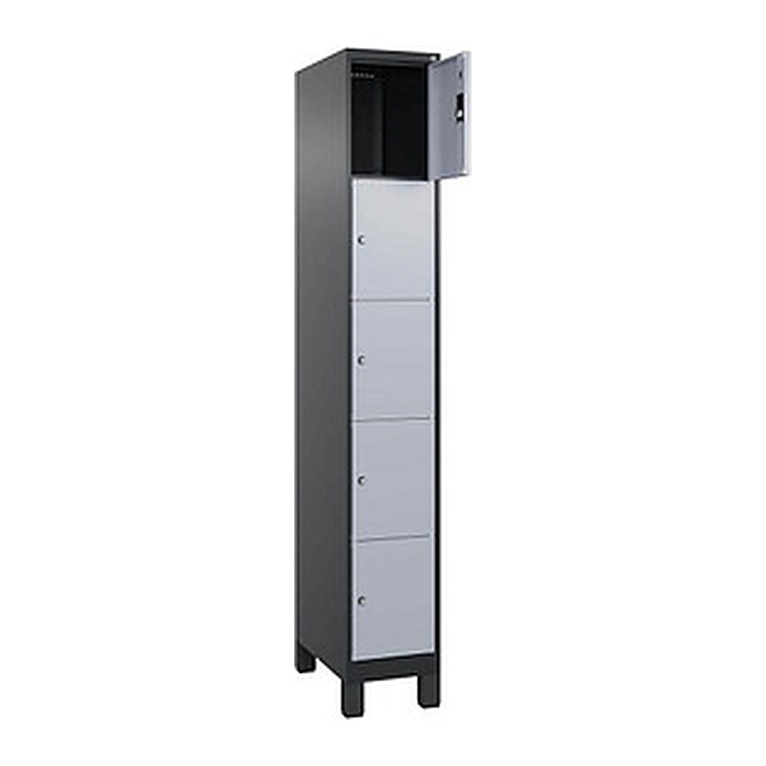 CP Schließfachschrank Classic Plus schwarzgrau, weißaluminium 080010-105 S10033, 5 Schließfächer 30,0 x 50,0 x 195,0 cm