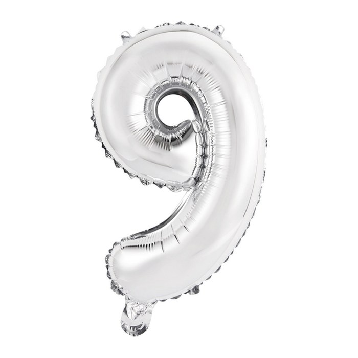 amscan® Folienballon Mini, Zahl 9 silber, 1 St.
