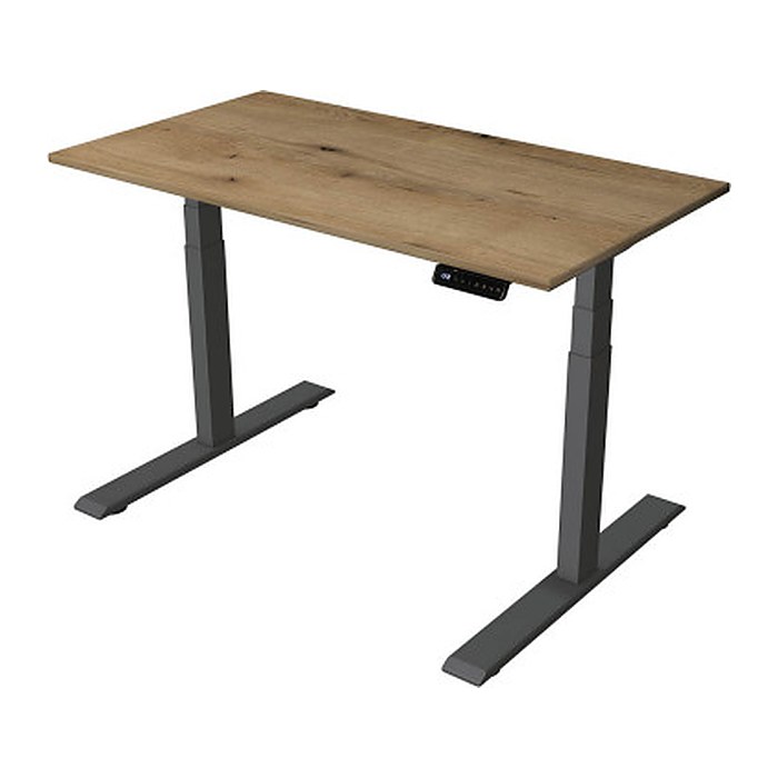 Kerkmann Smart office elektrisch höhenverstellbarer Schreibtisch eiche rechteckig, T-Fuß-Gestell grau 120,0 x 65,0 cm