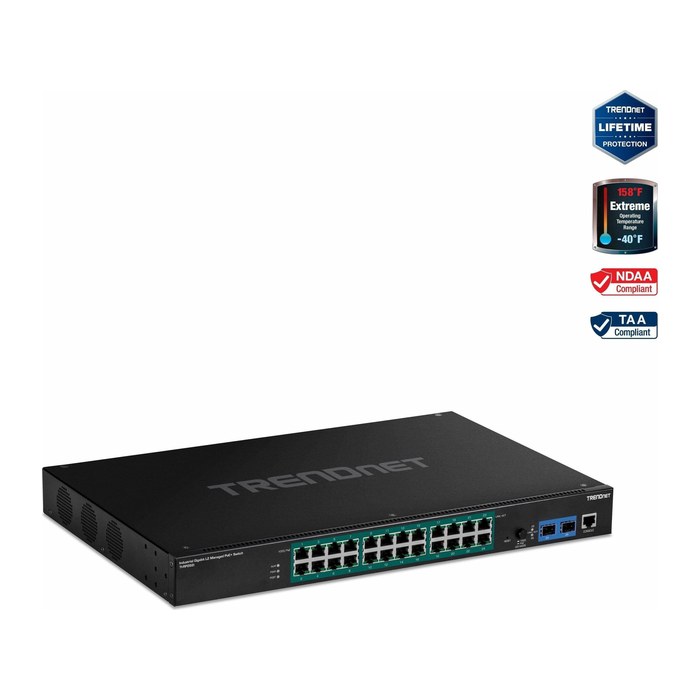 TRENDnet Industrial Switch 26-Port Gbit PoE+ L2 Manag. RackM
