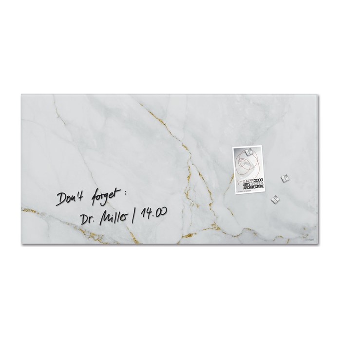 SIGEL Glas-Magnettafel artverum® 91,0 x 46,0 cm Design Marble & Gold