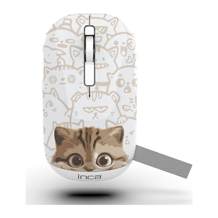 INCA Wrls Maus 1600DPI/2xBT5.4/4Tasten/2.4GHzUSB-C Katze