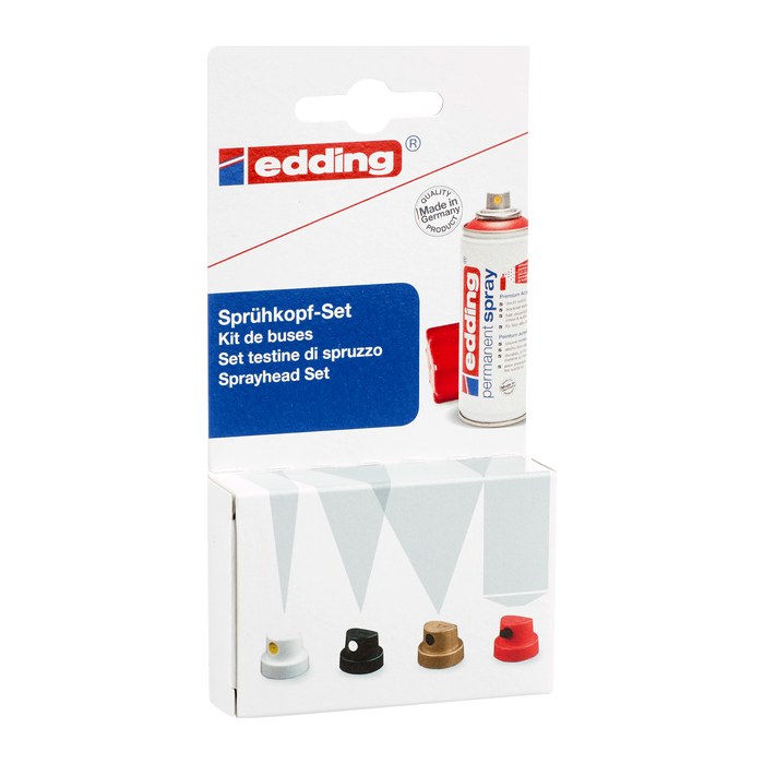 edding 5200 Sprühköpfe-Set weiß, schwarz, rot, gold, 1 Set