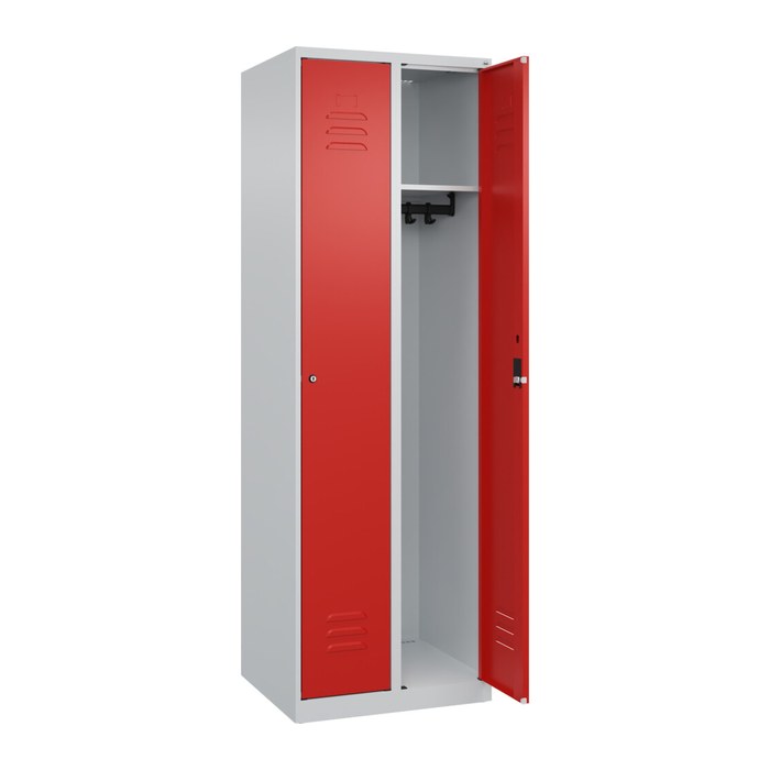 CP Spind Classic Plus lichtgrau, verkehrsrot 080000-20 S10025, 2 Schließfächer 60,0 x 50,0 x 185,0 cm