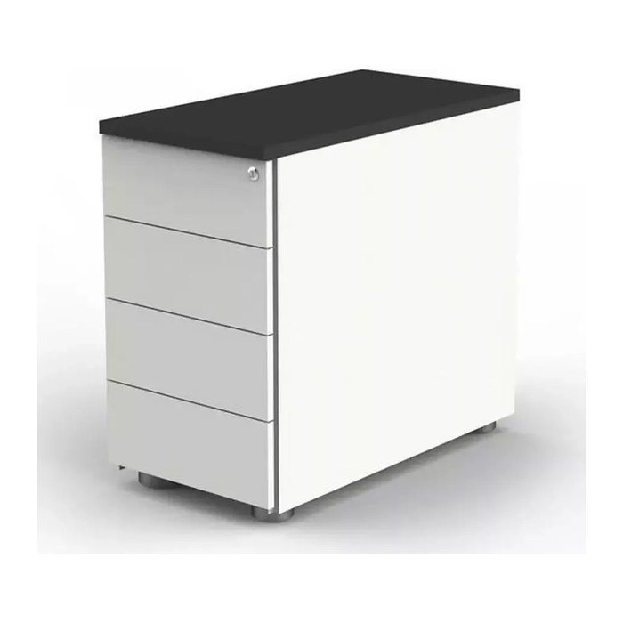 Kerkmann Move Standcontainer weiß, anthrazit 4 Auszüge ohne-Muldengriff weiß 42,0 x 80,0 x 72,0 - 76,0 cm