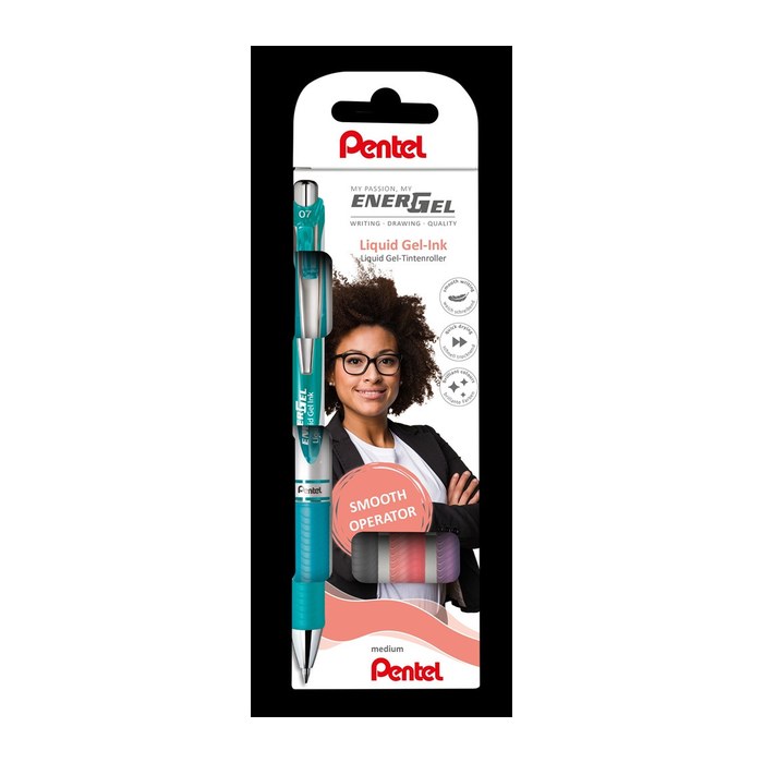 Pentel EnerGel BL77 Gelschreiber türkis, grau, rosa, lila 0,35 mm, Schreibfarbe: farbsortiert, 4 St.