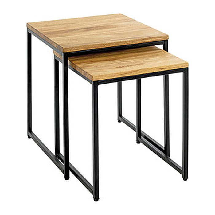 HAKU Möbel Beistelltische-Set quadratisch Massivholz eiche, 2 St.