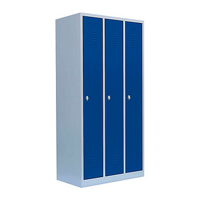 LÜLLMANN Spind enzianblau, lichtgrau 510131, 3 Schließfächer 88,5 x 50,0 x 180,0 cm