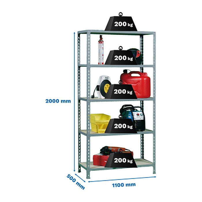 Simonrack Schwerlastregal MADERCLICK SUPERPLUS 778100025201155 silber 110,0 x 50,0 x 200,0 cm