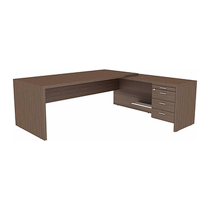 Quadrifoglio T45 Schreibtisch eukalyptus L-Form, Wangen-Gestell eukalyptus 220,0 x 194,0 cm