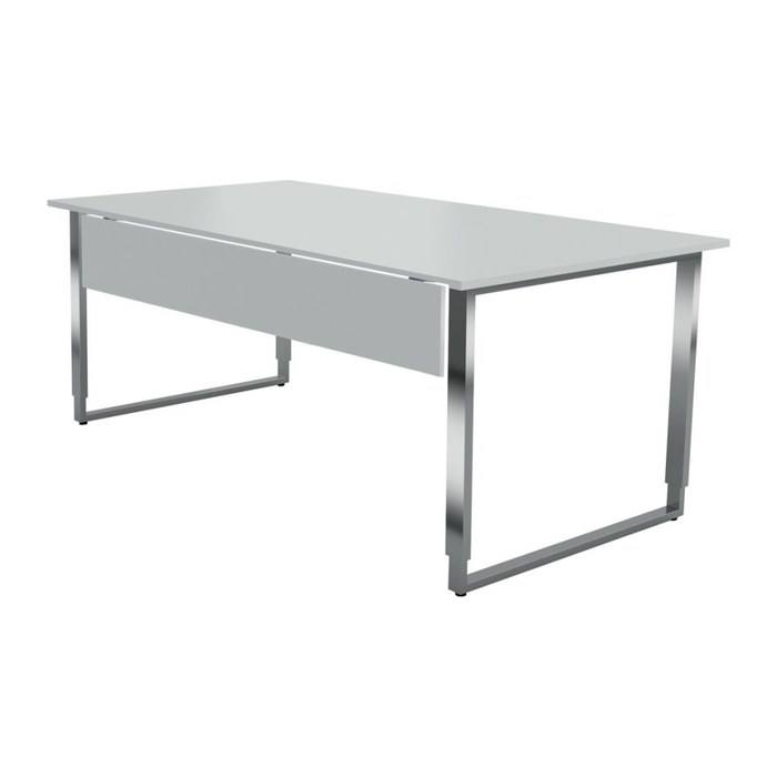 Kerkmann Yukon höhenverstellbarer Schreibtisch weiß rechteckig, Kufen-Gestell silber 180,0 x 80,0 cm