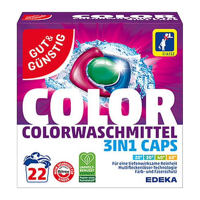 GUT&GÜNSTIG COLOR Waschmittel Caps, 22 Pads