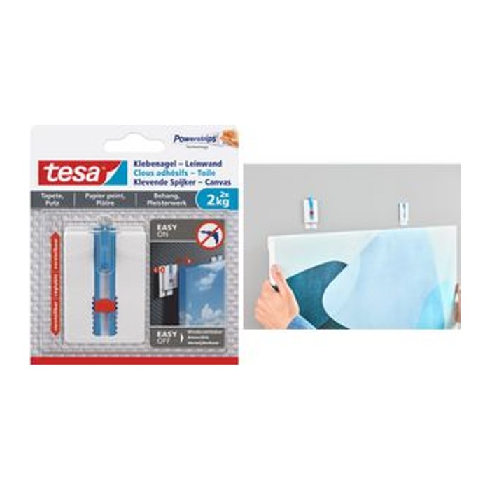 tesa Powerstripes Klebenägel für max. 1,0 kg, 2,3 x 6,4 cm, 2 St.