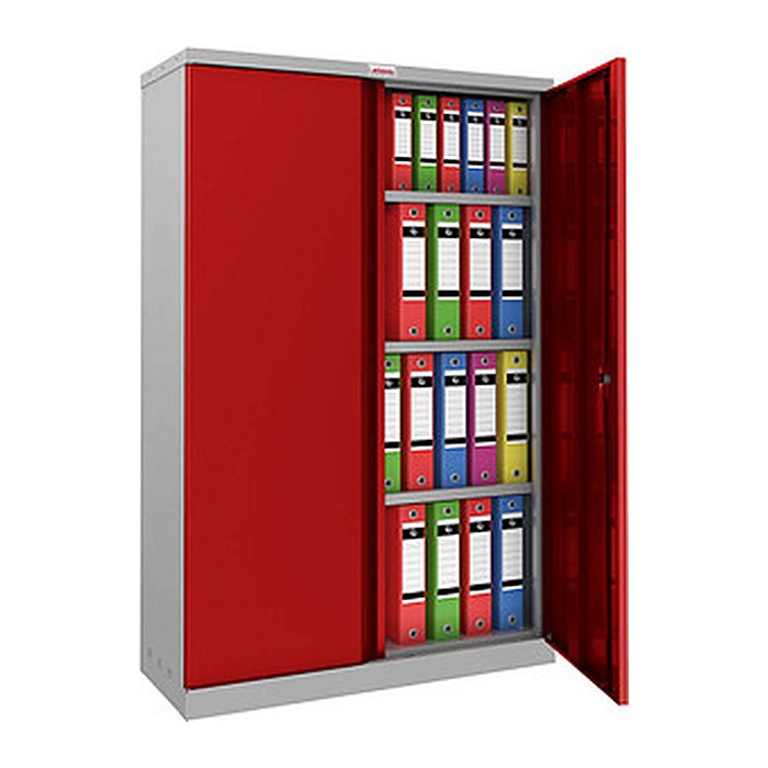 phoenix Stahlschrank SCL1491GRK grau, rot 3 Fachböden 91,5 x 37,0 x 140,0 cm, zerlegt, 1 St.