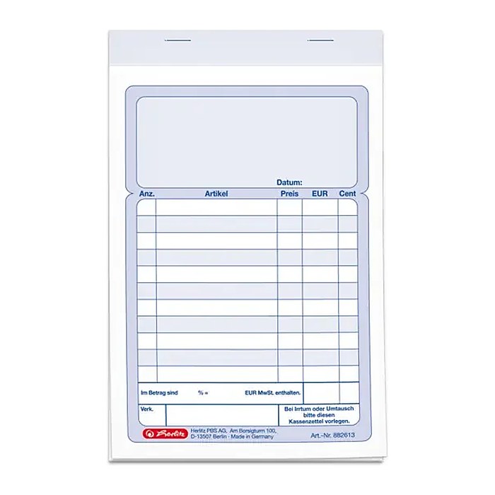 herlitz Kassenblock mit Additionsblatt, mit fortlaufenden Nummern Formularbuch 882613, 1 St.