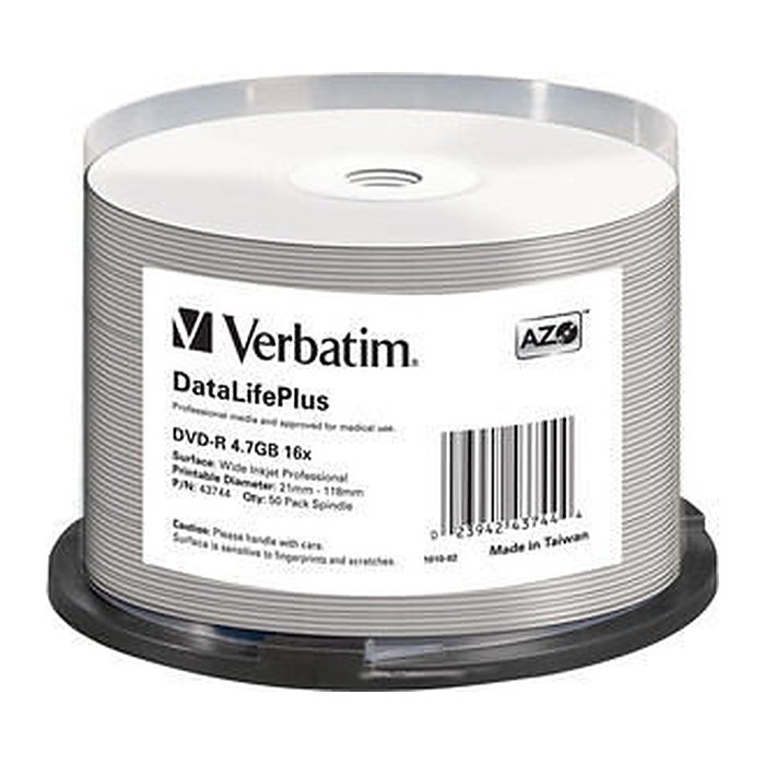 Verbatim DVD-R Rohlinge 4,7GB 16x bedruckbar 50er Spindel
