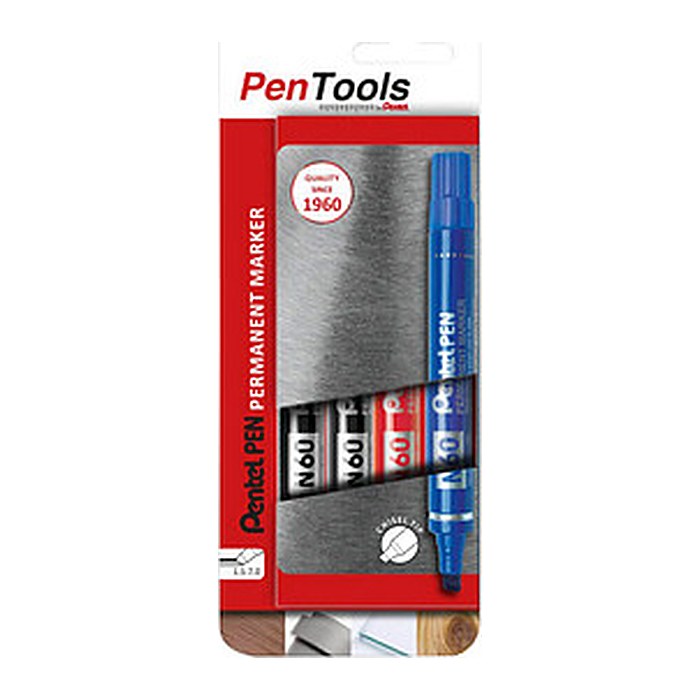 Pentel PenTool N50XL-PRO1AEU Permanentmarker farbsortiert 1,5 - 7,0 mm, 4 St.