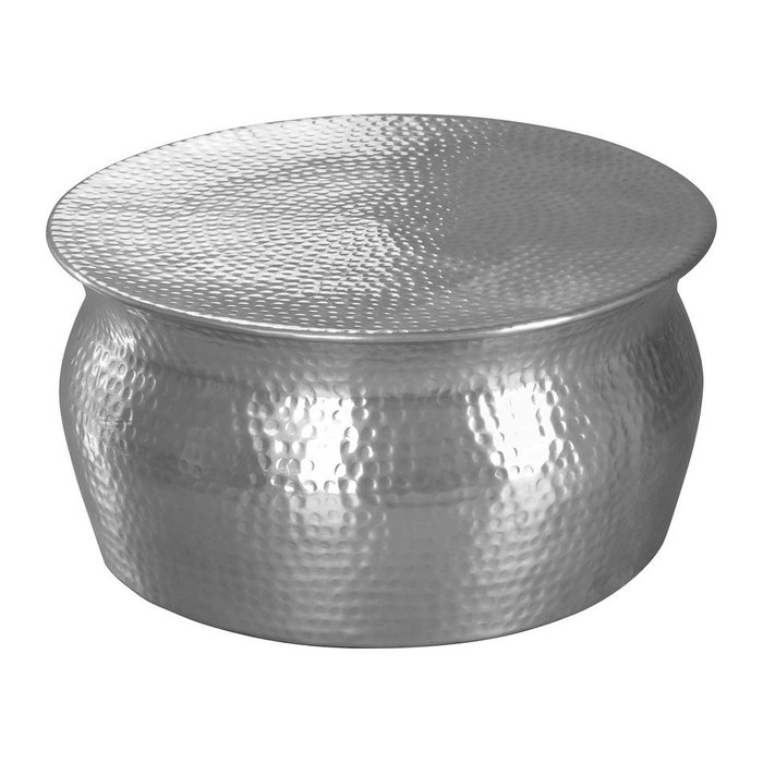 WOHNLING Couchtisch rund Aluminium silber 60,0 x 60,0 x 30,5 cm, 1 St.