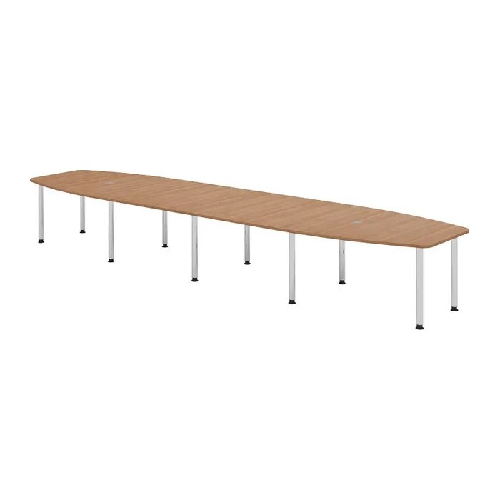 HAMMERBACHER Konferenztisch KT52C nussbaum Tonnenform, Rundrohr chrom, 520,0 x 85,0/130,0 x 72,0 - 74,0 cm