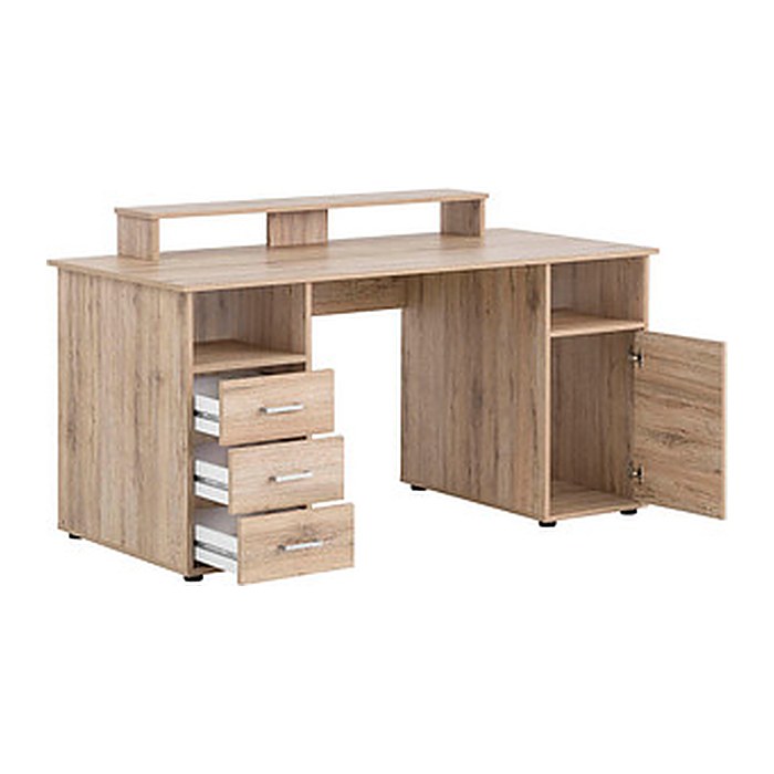 MÖBELPARTNER Niels light Schreibtisch wildeiche rechteckig, Wangen-Gestell eiche 150,0 x 70,0 cm