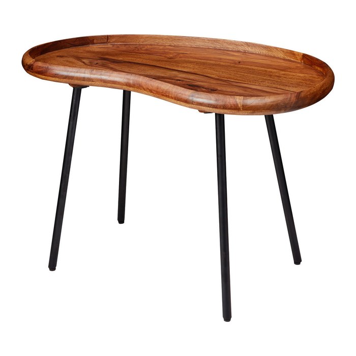 WOHNLING Couchtisch Nierenform Massivholz sheesham 71,0 x 40,0 x 51,0 cm, 1 St.