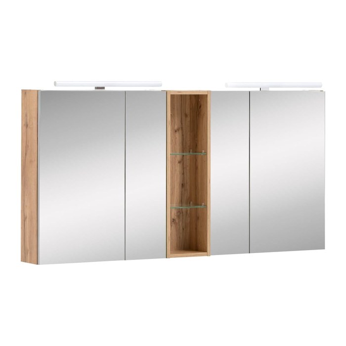 MÖBELPARTNER Spiegelschrank Duo 701523 eiche landhaus 140,0 x 16,0 x 75,0 cm