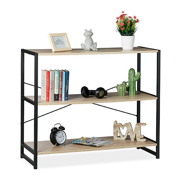 relaxdays Beistellregal braun, schwarz 95,0 x 35,0 x 80,0 cm, 1 St.