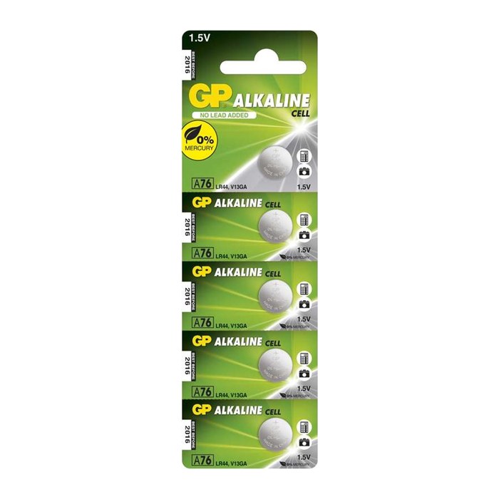 GP Knopfzellen V 13 GA/LR44 Alkali-Mangan 1,5 V, 5 St.