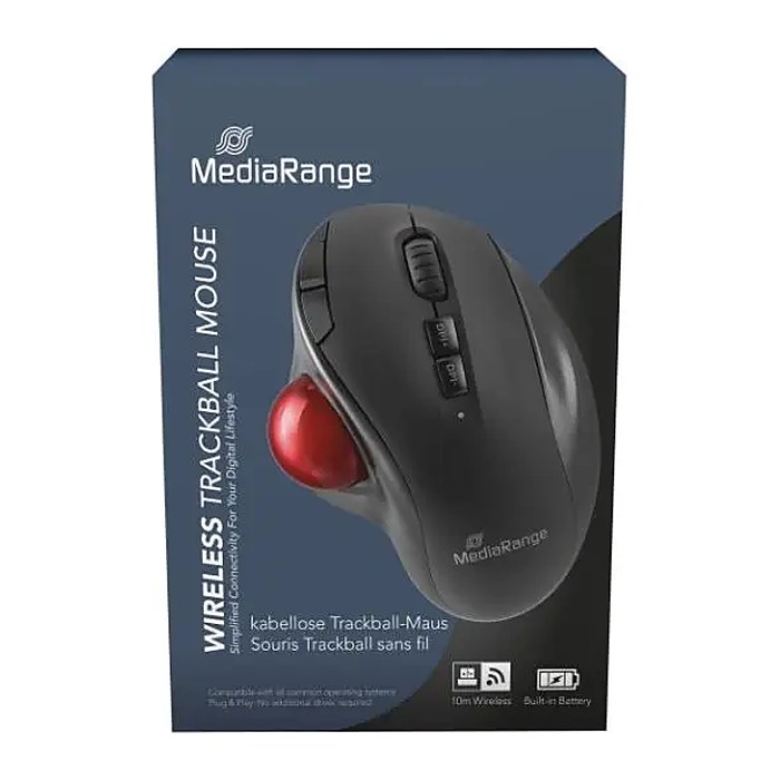 MediaRange MROS263 Trackball kabellos rot, schwarz