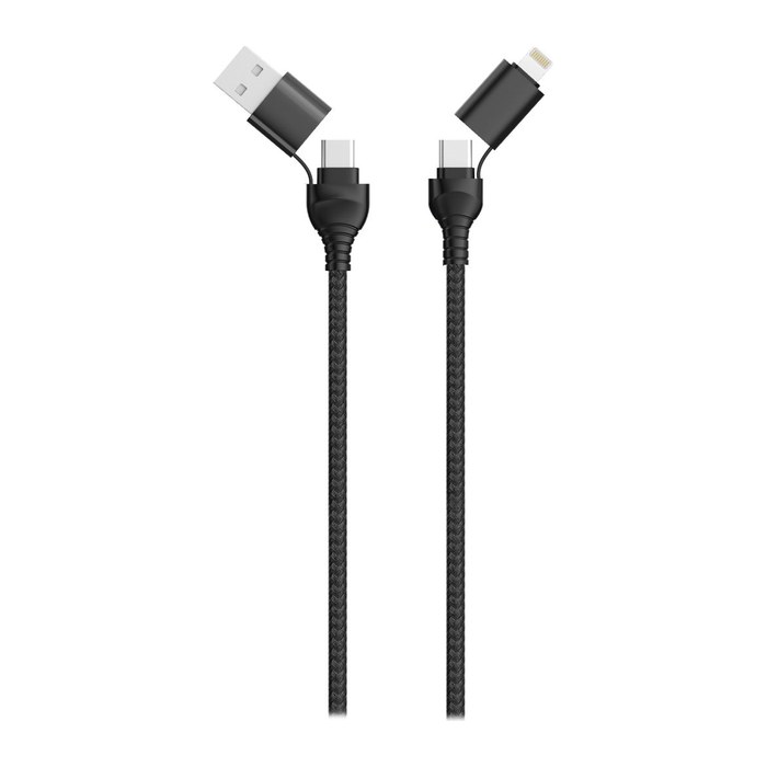 2GO USB / Type C Ladekabel 4 in 1 USB A, Lighn. 120cm sw