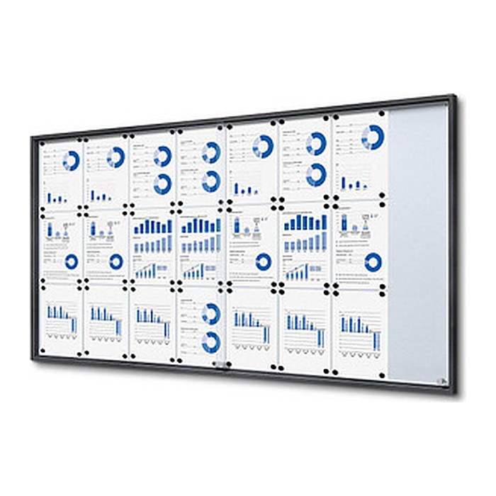 Showdown® Displays Schaukasten SLIM grau 24x DIN A4 178,1 x 5,0 x 94,8 cm, 1 St.