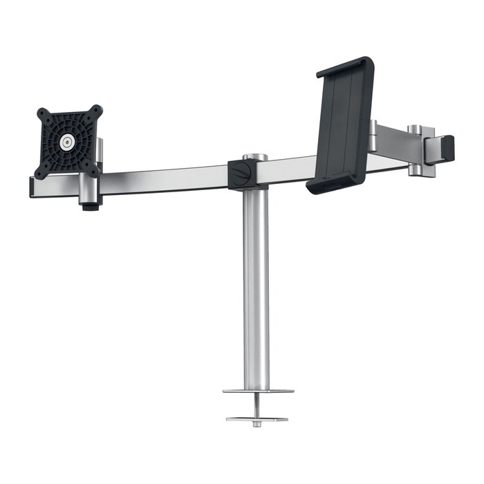 DURABLE Monitor-Halterung 508823 silber für 1 Monitor und 1 Tablet, Tischbohrung