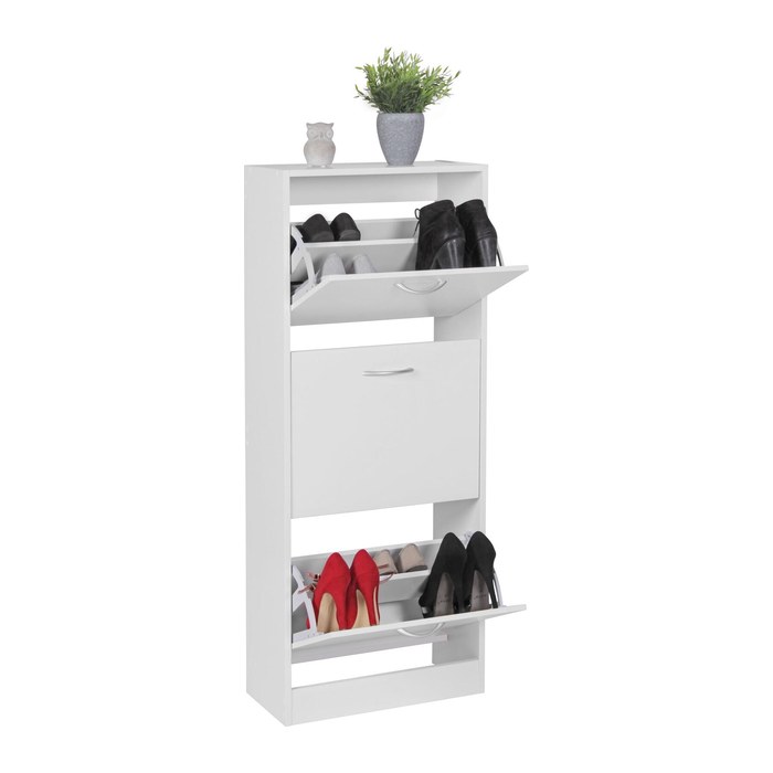 WOHNLING Schuhschrank, WL5.035 weiß 3 Fachböden 50,0 x 24,0 x 125,0 cm