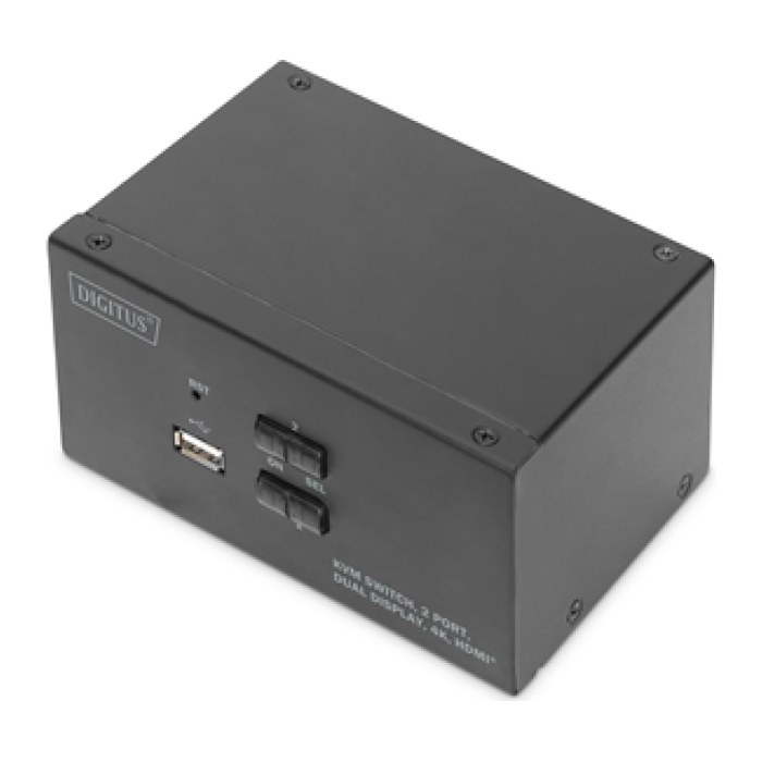 DIGITUS KVM Switch, 2-Port, Dual-Display. 4K, HDMI