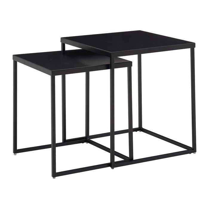 WOHNLING Beistelltische-Set quadratisch Stahl schwarz, 1 Set