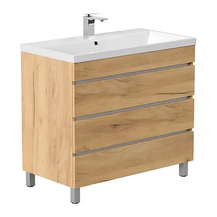POSSEIK Waschbecken mit Unterschrank FELLINI 90 eiche gold 90,0 x 48,0 x 83,5 cm