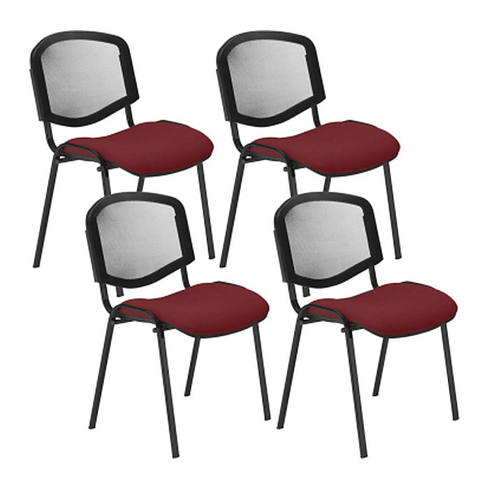 Nowy Styl Besucherstühle Iso Ergo Mesh bordeaux Stoff, 4 St.