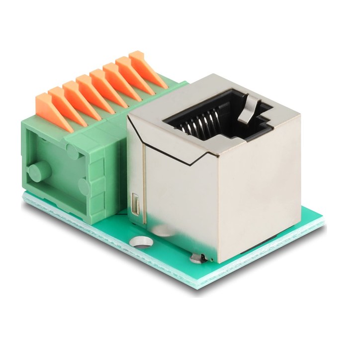 DELOCK RJ45Buchse gewinkelt Terminalblock Drucktaster Cat.5e
