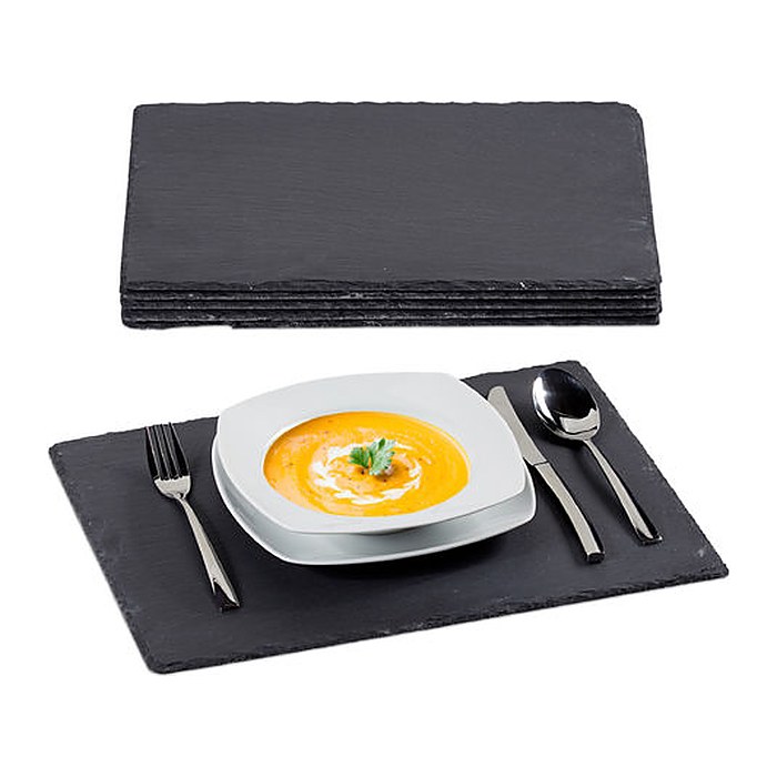 relaxdays Schieferplatten anthrazit 40,0 x 30,0 cm, 6 St.