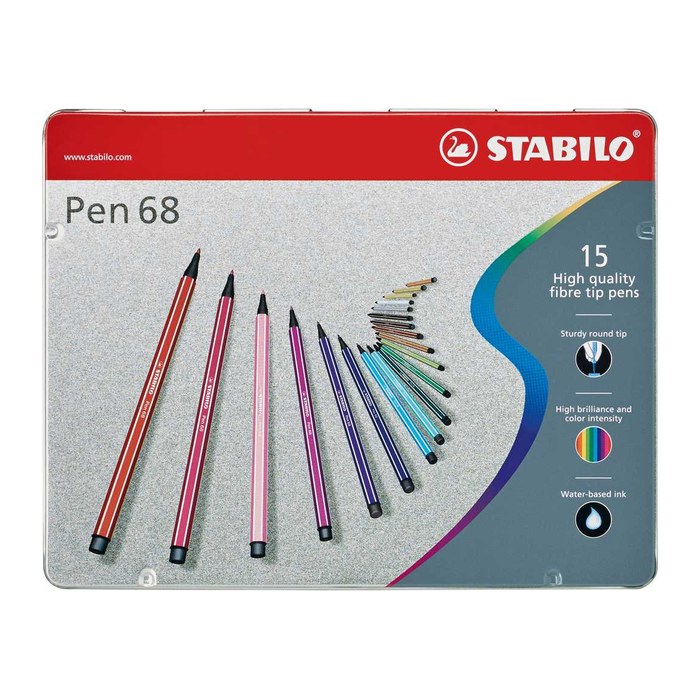STABILO Pen 68 Filzstifte farbsortiert, 15 St.