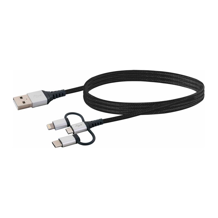 Schwaiger Ladekabel USB 2.0 A > 3-in-1 1,5m Schwarz/Silber